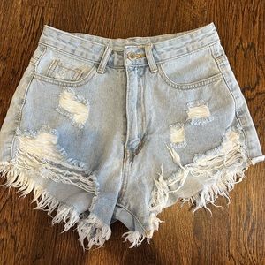 Shein jean shorts size xs high rise light denim wash